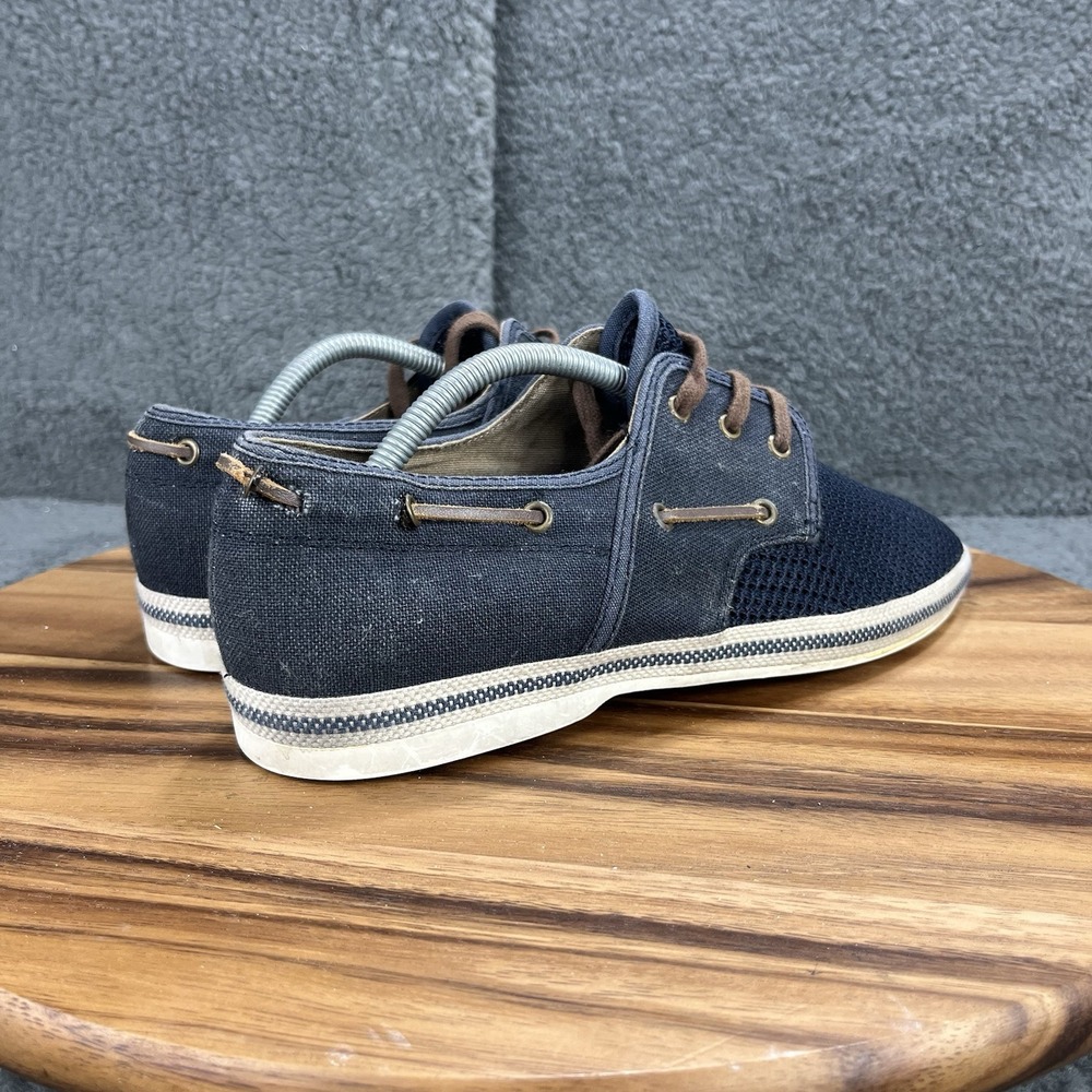 Aldo Shoes Navy Blue Mesh Canvas Shoes Mens Size 10 Brown Laces Breathable - Picture 3 of 14